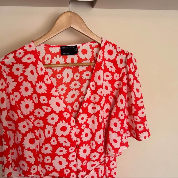 ASOS Red floral Minidress 14 - Picture 6 of 7